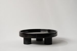 HARRIET Black Marble Footed Centerpiece Tray